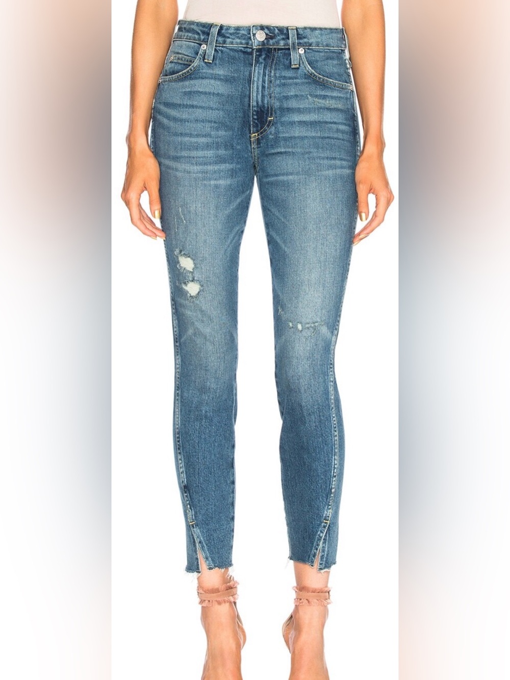 AMO Denim High Rise Twist Loverboy Distressed Jeans Size 25